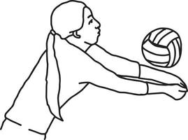 joueur de volley-ball - illustration vectorielle croquis dessinés à la main vecteur