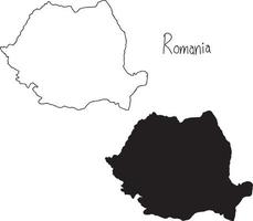 Contours et carte de la silhouette de la Roumanie - vector illustration
