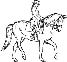 Cheval équestre - croquis d'illustration vectorielle dessinés à la main vecteur