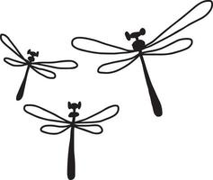 Trois libellules - croquis d'illustration vectorielle dessinés à la main vecteur