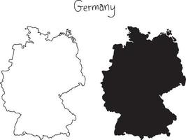 Contours et carte de la silhouette de l'Allemagne - vector illustration