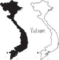 Contours et carte de la silhouette du vietnam - vector illustration