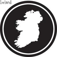 Vector illustration carte blanche de l'Irlande sur cercle noir