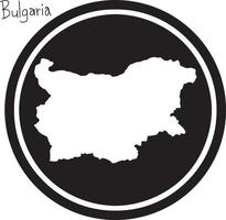 Vector illustration carte blanche de la Bulgarie sur cercle noir