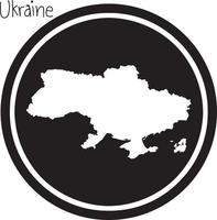 Vector illustration carte blanche de l'ukraine sur cercle noir