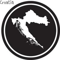 Vector illustration carte blanche de la Croatie sur cercle noir