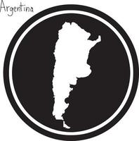 Vector illustration carte blanche de l'Argentine sur cercle noir