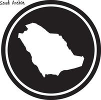 Vector illustration carte blanche de l'Arabie saoudite sur cercle noir