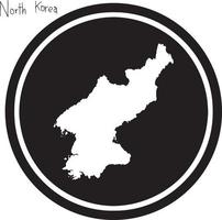 Vector illustration carte blanche de la Corée du Nord sur cercle noir