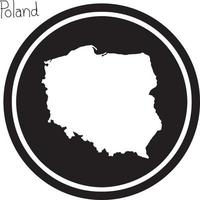 Vector illustration carte blanche de la Pologne sur cercle noir