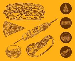 définir l'illustration du barbecue sandwich burger vecteur