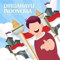 célébration de la fête de l'indépendance de l'indonésie le 17 août. vecteur