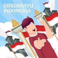 célébration de la fête de l'indépendance de l'indonésie le 17 août. vecteur