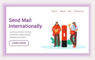 envoyer un courrier à l'international modèle vectoriel de page de destination