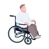 retraité en fauteuil roulant vecteur de couleur plat caractère sans visage