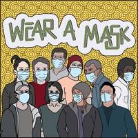 porter un masque les gens protègent de la pandémie de coronavirus vecteur