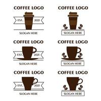 collection de logos de café avec différents motifs en marron vecteur