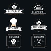 collection de logos de restaurants aux couleurs blanc et or vecteur