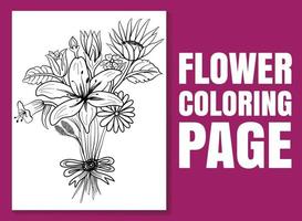 coloriage de fleurs. page de livre de coloriage pour adultes et enfants vecteur