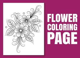 coloriage de fleurs. page de livre de coloriage pour adultes et enfants vecteur