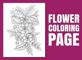 coloriage de fleurs. page de livre de coloriage pour adultes et enfants. vecteur