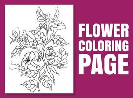 coloriage de fleurs. page de livre de coloriage pour adultes et enfants vecteur