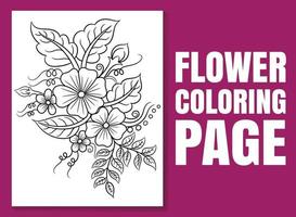 coloriage de fleurs. page de livre de coloriage pour adultes et enfants vecteur