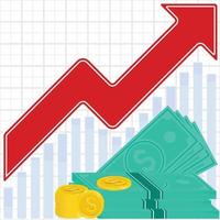 graphique de profit de l'argent, des billets et des pièces vecteur