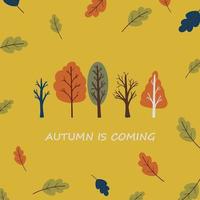 modèle d'affiche de carte d'automne avec vecteur d'arbres