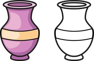 vase coloré et noir et blanc pour cahier de coloriage vecteur