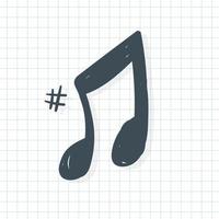 icône de note de musique dans le style doodle vecteur