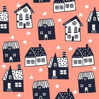 illustration de nuit avec des maisons. style scandinave. vectorielle continue vecteur