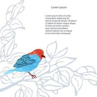 modèle coloré de vecteur de carte avec illustration d'oiseau sur une branche