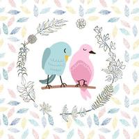 illustration colorée d'un joli couple d'oiseaux amoureux vecteur