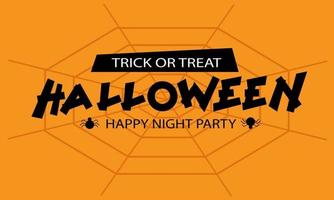 joyeux halloween night party texte noir sur orange vecteur