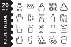 polyéthylène basse densité - ensemble d'icônes linéaires. symboles vectoriels. vecteur