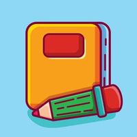 livre et crayon pour illustration de concept de retour à l'école dans un style plat vecteur
