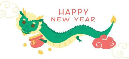 mignonne chinois Nouveau année dragon dessin animé illustration bannière fête vecteur