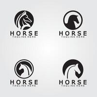 noir cheval tête silhouette logo vecteur illustration