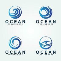 ondulé bleu océan l'eau lettre o océan vague logo conception vecteur