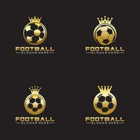 luxe d'or Football Roi logo conception sur isolé noir Contexte vecteur