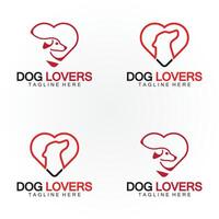 chien les amoureux logo conception vecteur modèle