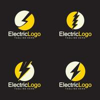 électrique logo conception modèle,isolé sur noir Contexte vecteur