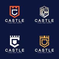 modèle de conception d'icône de logo de château lettre c vecteur