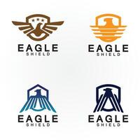 Aigle bouclier logo conception, faucon tête vecteur emblème logo élément, oiseau, faucon emblème vecteur icône