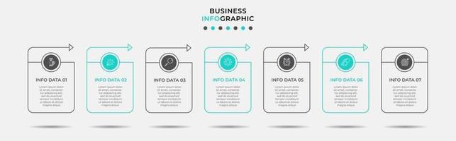 modèle de conception infographique avec icônes et 7 options ou étapes vecteur