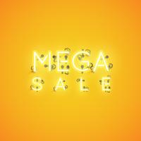 «MEGA SALE» enseigne au néon, illustration vectorielle vecteur