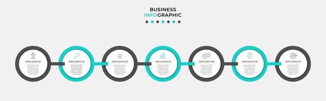 modèle de conception infographique avec icônes et 7 options ou étapes vecteur