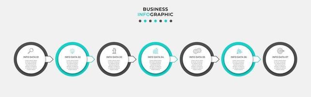 modèle de conception infographique avec icônes et 7 options ou étapes vecteur