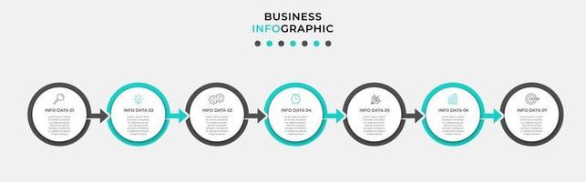 modèle de conception infographique avec icônes et 7 options ou étapes vecteur